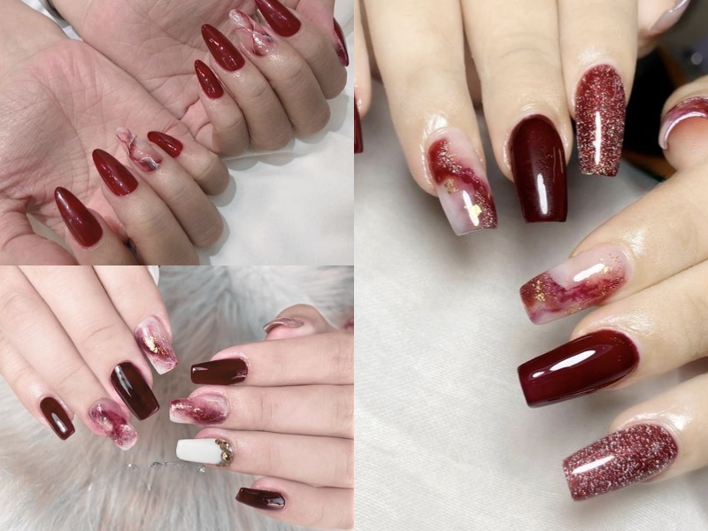 55+ Mẫu Nail Màu Đỏ Rượu Đẹp Quyến Rũ Cho Nàng 2025 19 Mẫu Nail Màu Đỏ Rượu