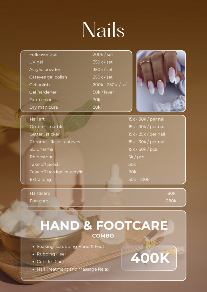 Bảng giá dịch vụ tại Soul Care