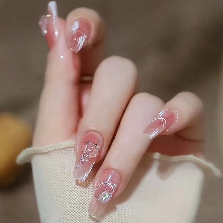 Mẫu Nail Hồng Thạch Hoa Hồng