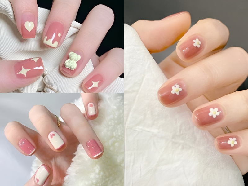 30+ mẫu nail cute đơn giản cho móng ngắn đẹp xinh hot trend mới nhất 2025 63 Mẫu nail móng ngắn kiểu Nhật tinh tế