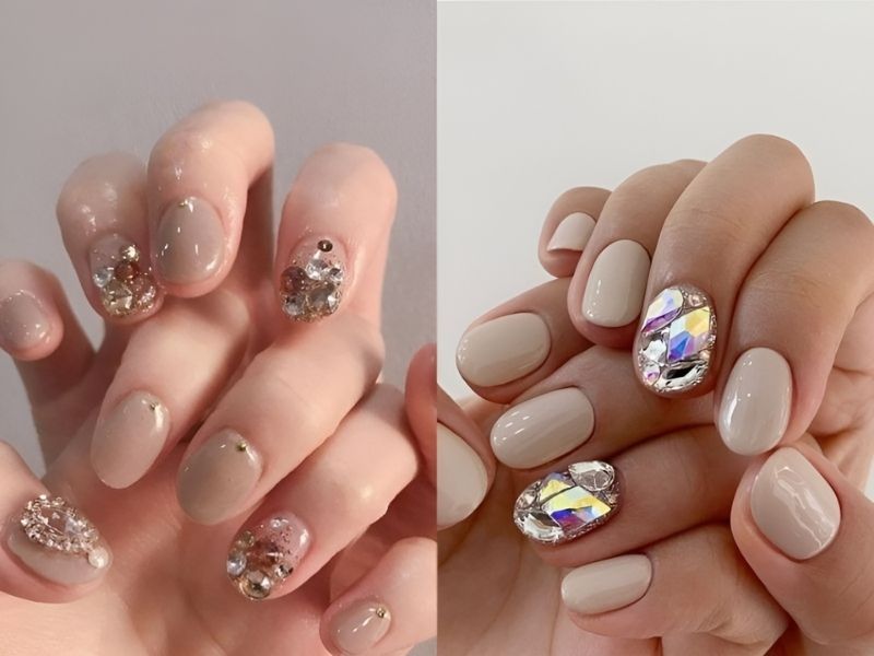 30+ mẫu nail cute đơn giản cho móng ngắn đẹp xinh hot trend mới nhất 2025 41 Mẫu nail móng ngắn đính đá lấp lánh