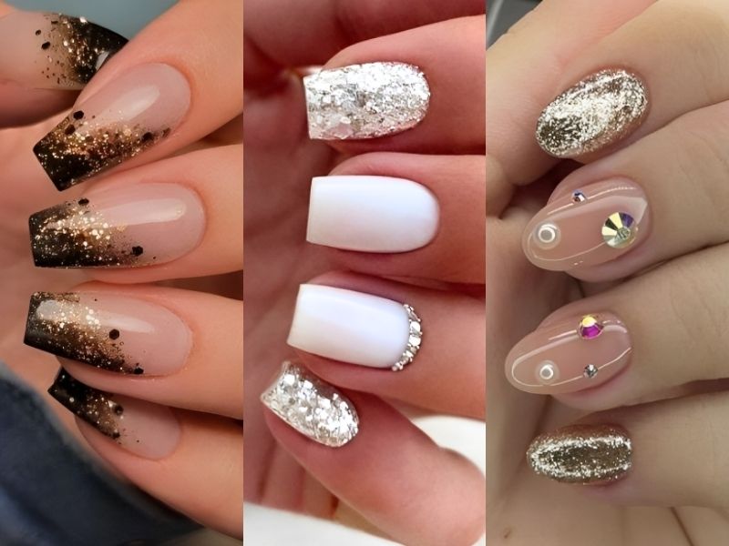 30+ mẫu nail cute đơn giản cho móng ngắn đẹp xinh hot trend mới nhất 2025 46 Mẫu nail móng ngắn ánh kim sang trọng