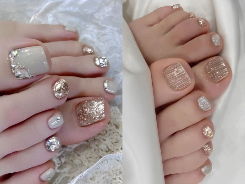 30+ mẫu nail cute đơn giản cho móng ngắn đẹp xinh hot trend mới nhất 2025 53 Mẫu nail móng ngắn nhũ kim tuyến lấp lánh