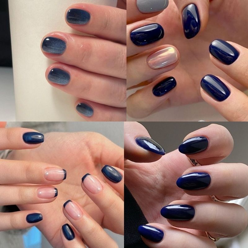 30+ mẫu nail cute đơn giản cho móng ngắn đẹp xinh hot trend mới nhất 2025 43 Mẫu nail móng ngắn màu xanh navy thanh lịch