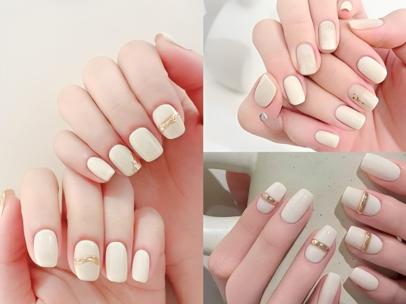 30+ mẫu nail cute đơn giản cho móng ngắn đẹp xinh hot trend mới nhất 2025 39 Mẫu nail móng ngắn trắng sữa sang trọng