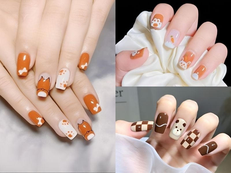 30+ mẫu nail cute đơn giản cho móng ngắn đẹp xinh hot trend mới nhất 2025 44 Mẫu nail móng ngắn họa tiết hoạt hình dễ thương