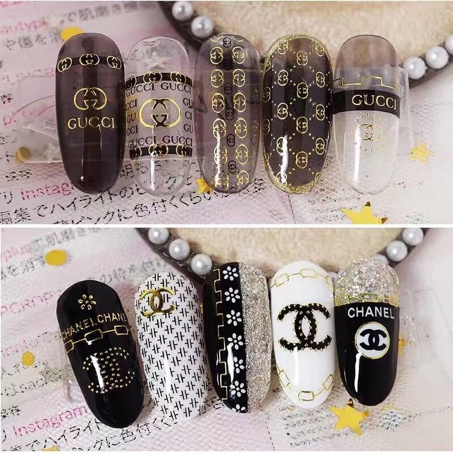 50+ mẫu nail sticker đẹp dành cho các nàng bận rộn 17 Dán móng Gucci
