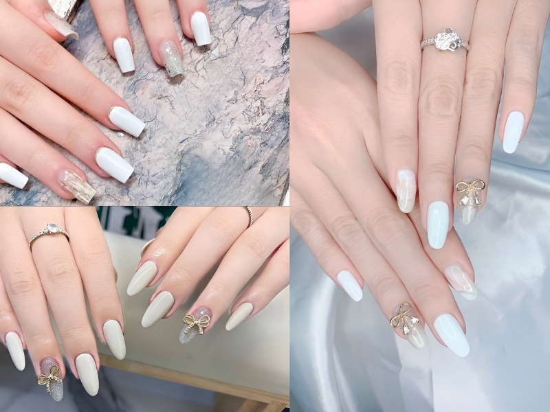 Top 50+ mẫu nail cô dâu thanh lịch giúp nàng nổi bật 43 Nail Cô Dâu Màu Trắng