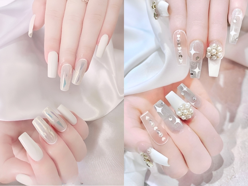 Top 50+ mẫu nail cô dâu thanh lịch giúp nàng nổi bật 59 Nail Cô Dâu Móng Vuông