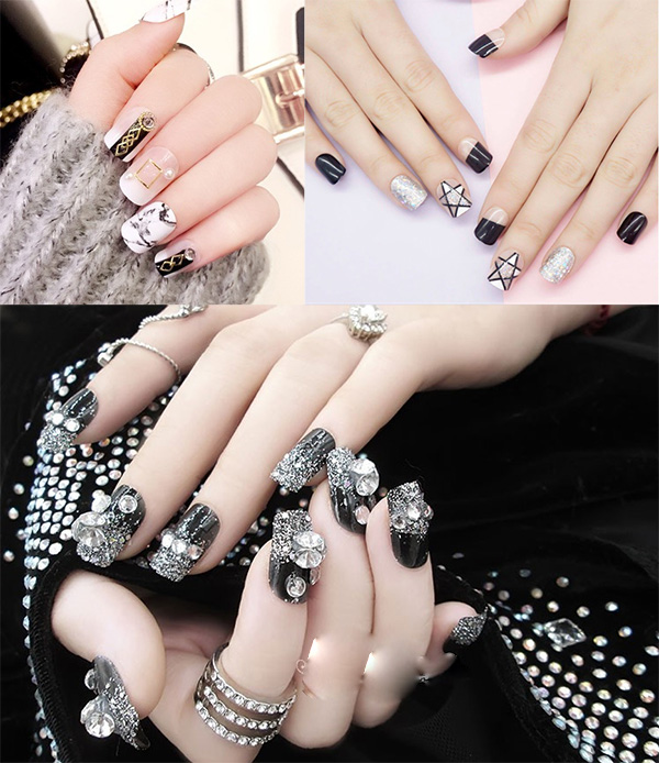 Top 50+ mẫu nail cô dâu thanh lịch giúp nàng nổi bật 65 Nail Cô Dâu Phối Đen Cá Tính