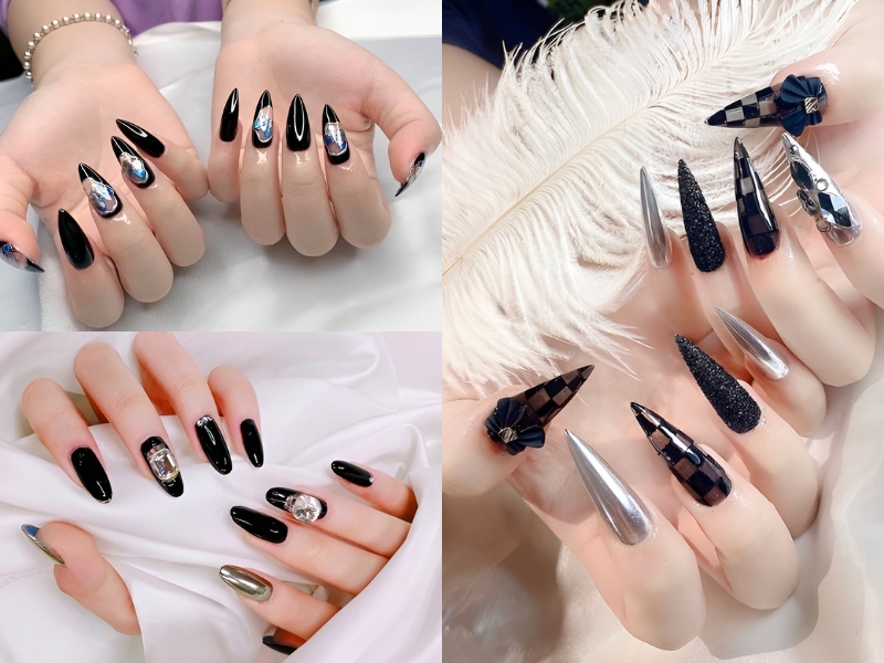 Top 50+ mẫu nail cô dâu thanh lịch giúp nàng nổi bật 66 Nail Cô Dâu Phối Đen Cá Tính