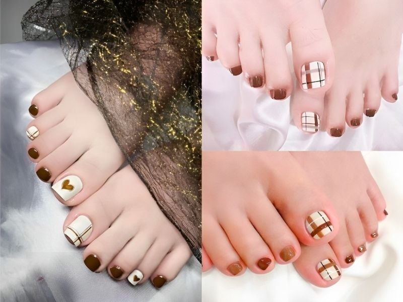 55+ Mẫu móng chân đơn giản và tôn da được ưa chuộng nhất 2025 32 Mẫu Nail Chân Kẻ Sọc
