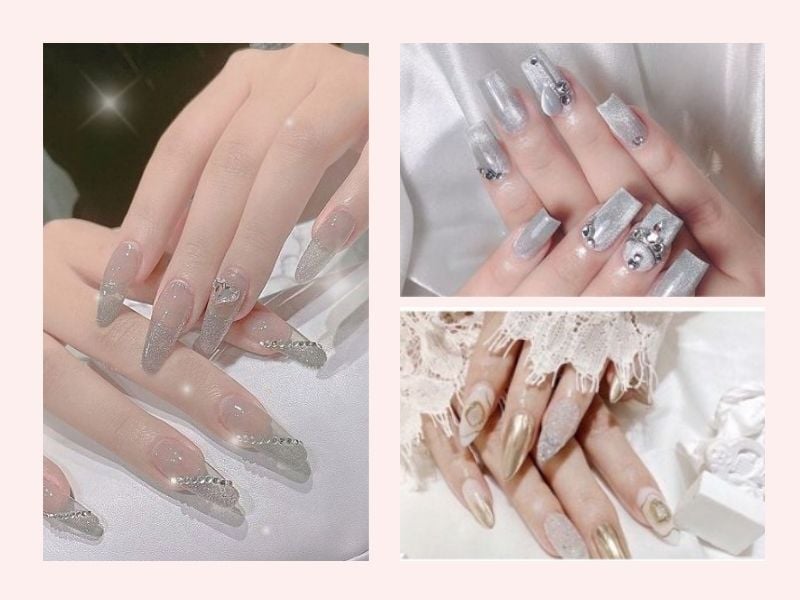 55+ mẫu nail mắt mèo sành điệu, ấn tượng thu hút mọi ánh nhìn 2025 30 Nail Mắt Mèo Bạc Thanh Lịch