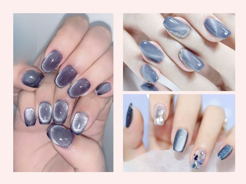 55+ mẫu nail mắt mèo sành điệu, ấn tượng thu hút mọi ánh nhìn 2025 32 Nail Mắt Mèo Xanh Dương Đậm